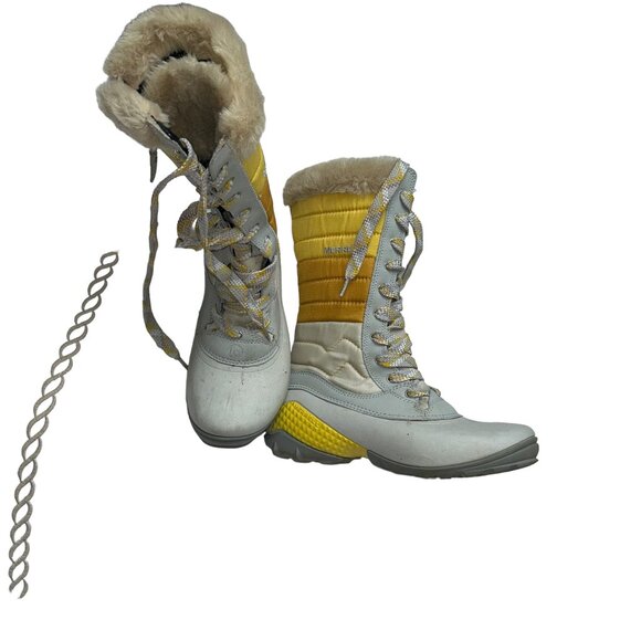 merrell sun marigold yellows ombre stripe snow ski boots 9.5 - Picture 1 of 7
